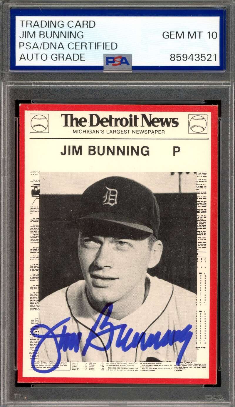 Jim Bunning Gem Mint 10 PSA DNA Signed 1981 Detroit News Autograph