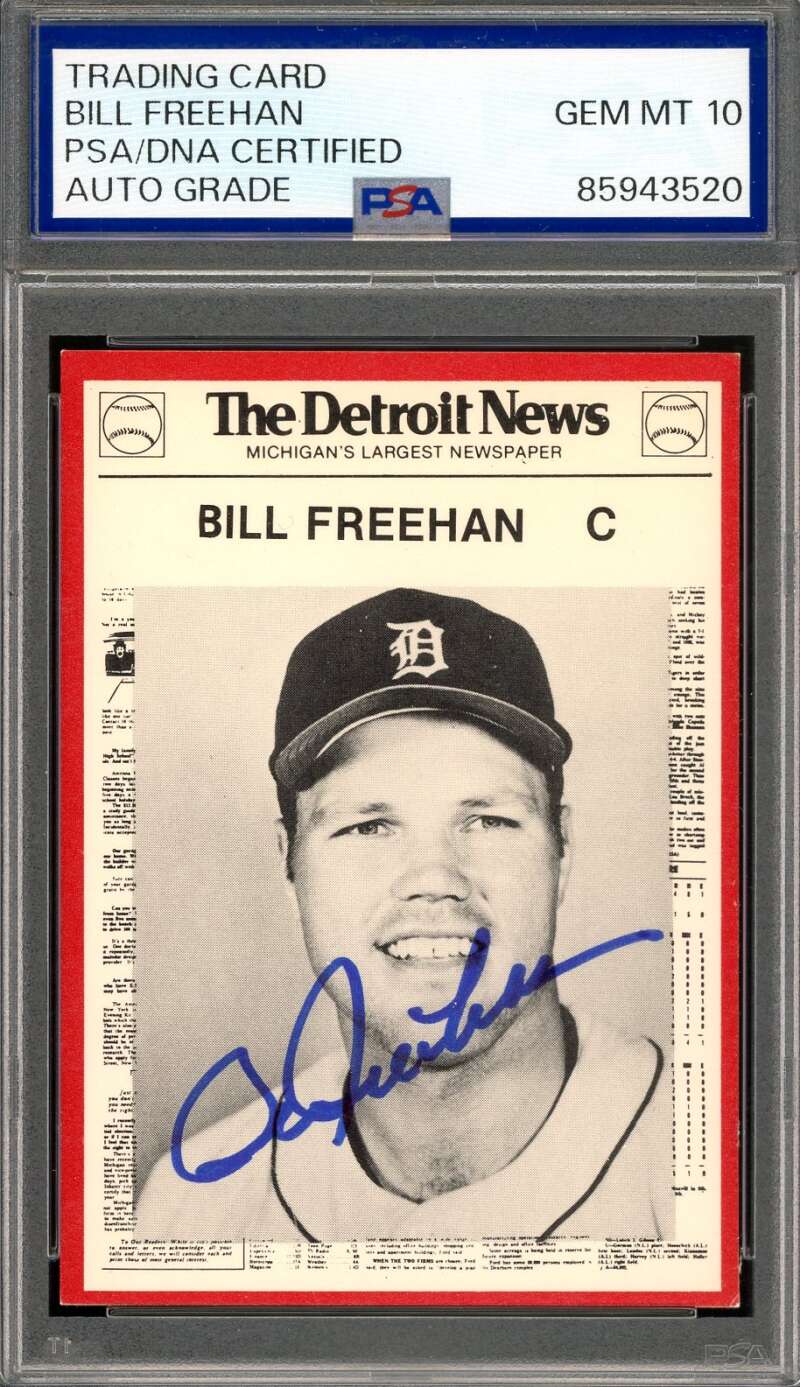 Bill Freehan Gem Mint 10 PSA DNA Signed 1981 Detroit News Autograph