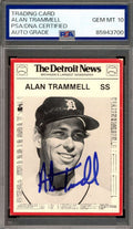 Alan Trammell Gem Mint 10 PSA DNA Signed 1981 Detroit News Autograph