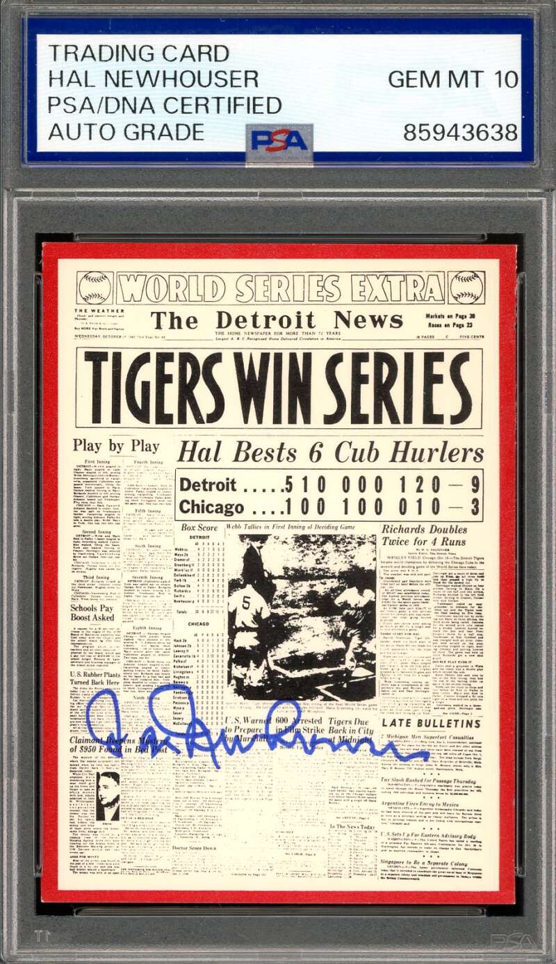 Hal Newhouser Gem Mint 10 PSA DNA Signed 1981 Detroit News Autograph
