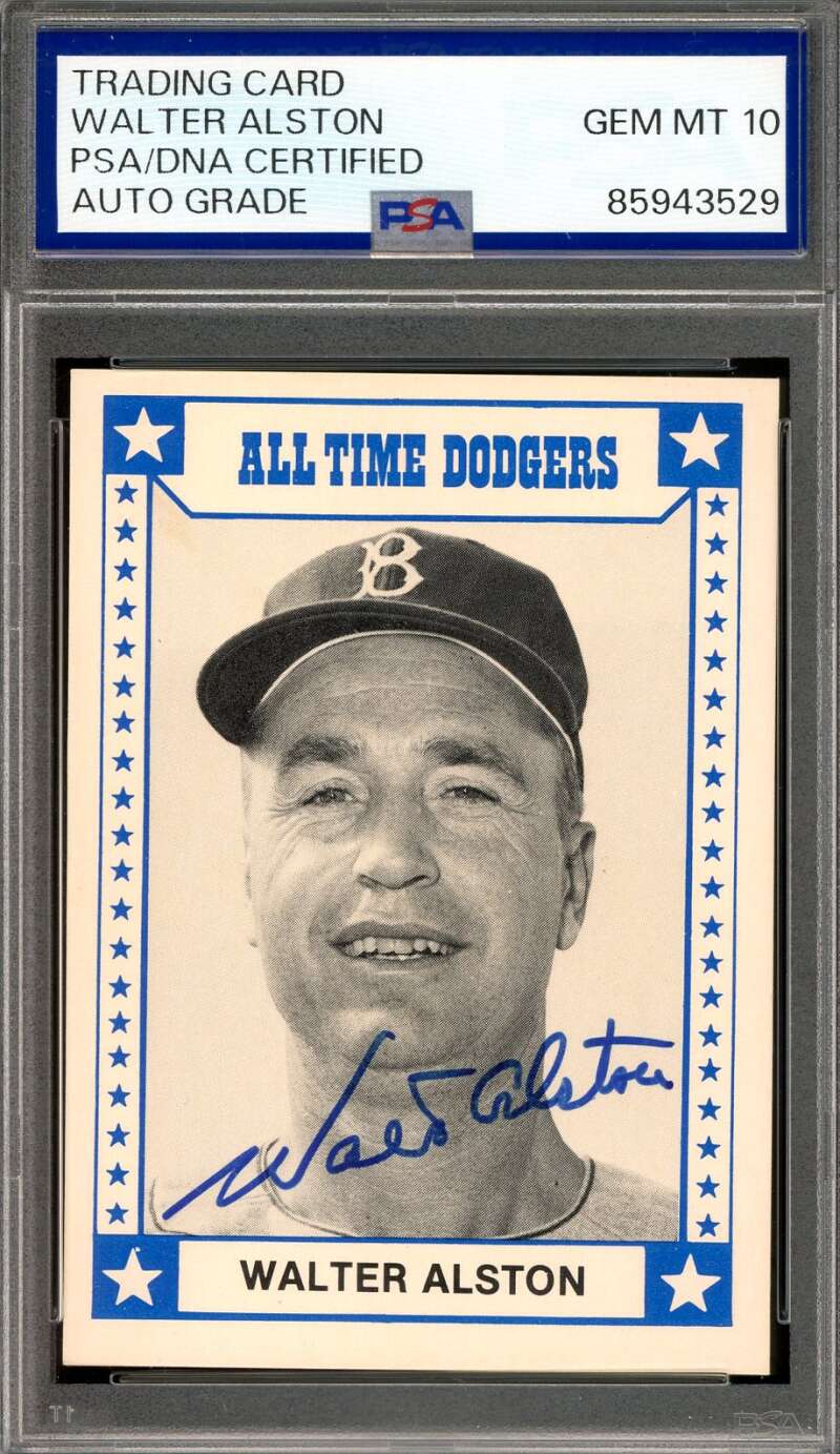 Walter Alston Gem Mint 10 PSA DNA Signed 1980 TCMA All Time Dodgers Autograph