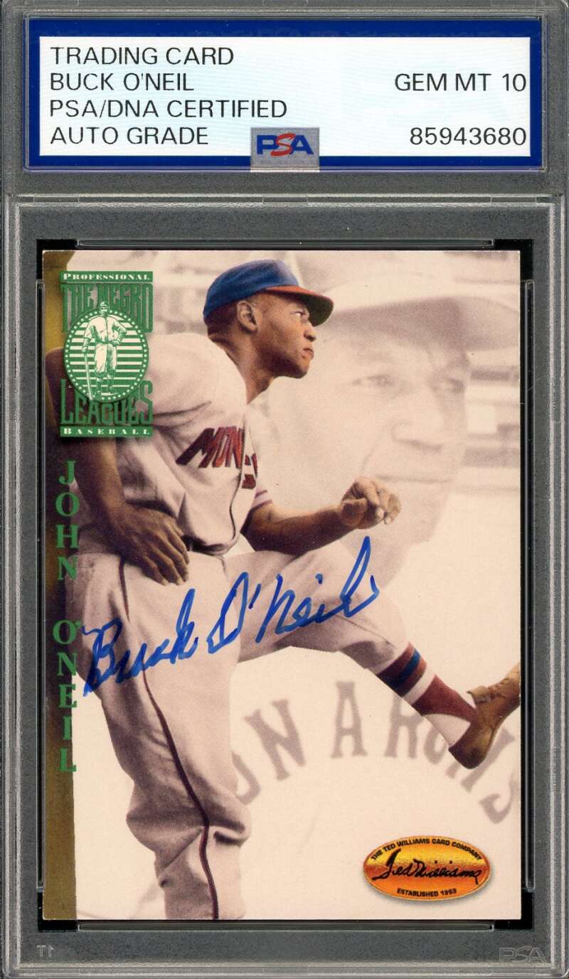 Buck O'Neil Gem Mint 10 PSA DNA Signed 1994 Ted Williams Autograph