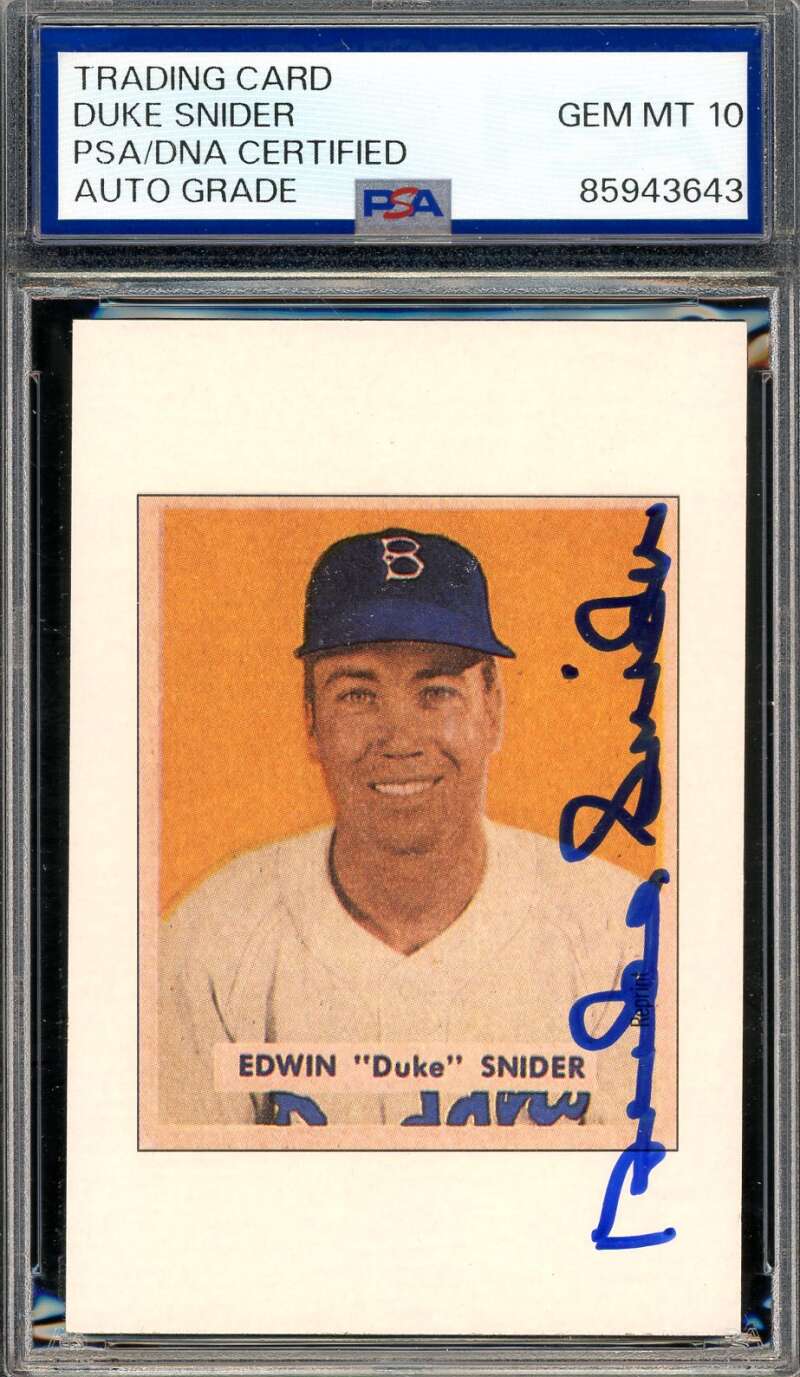 Duke Snider Gem Mint 10 PSA DNA Signed 1989 Bowman 1949 Rookie Reprint Autograph