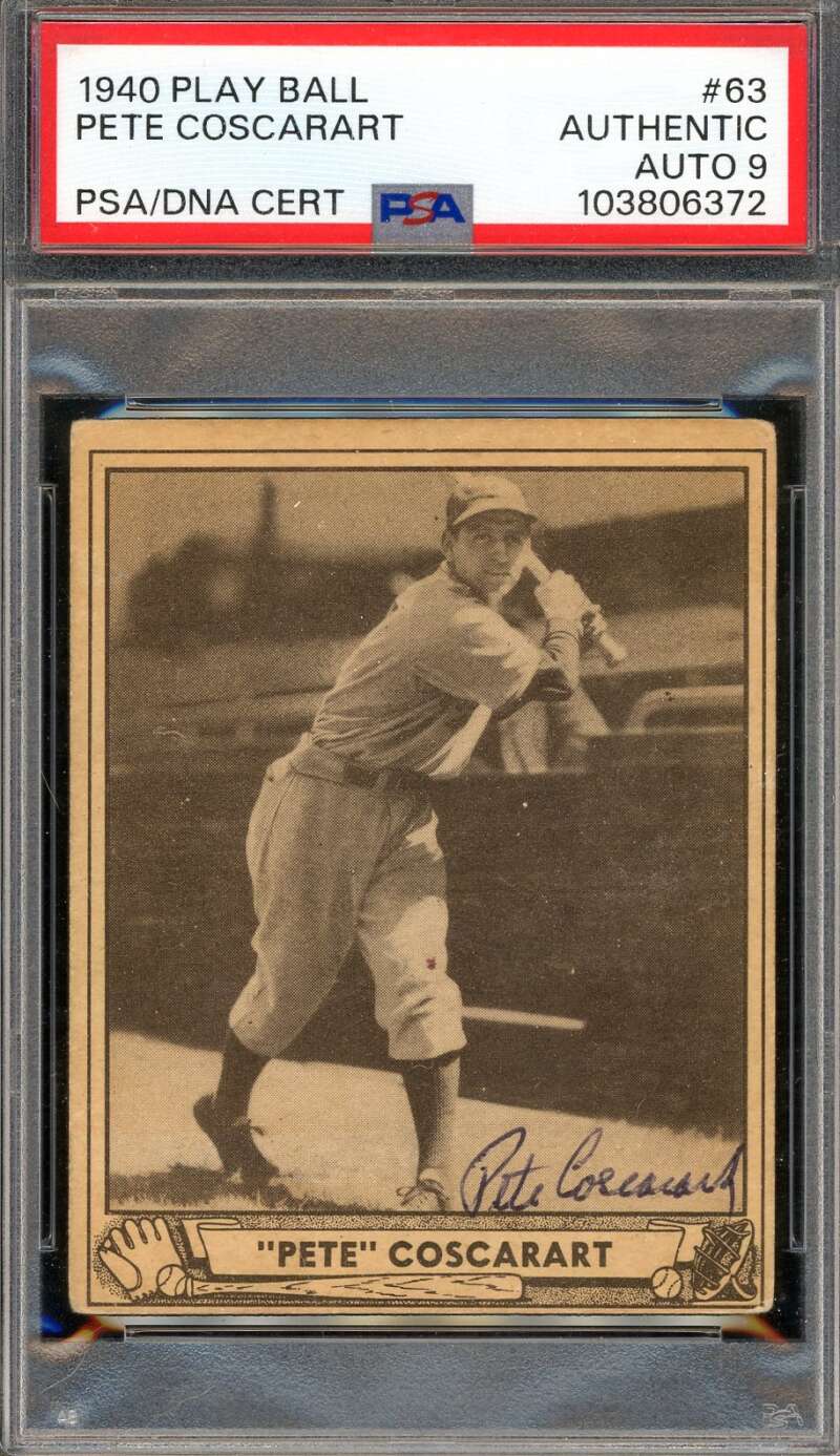 Pete Coscarart Mint 9 PSA DNA Signed 1940 Play Ball Autograph