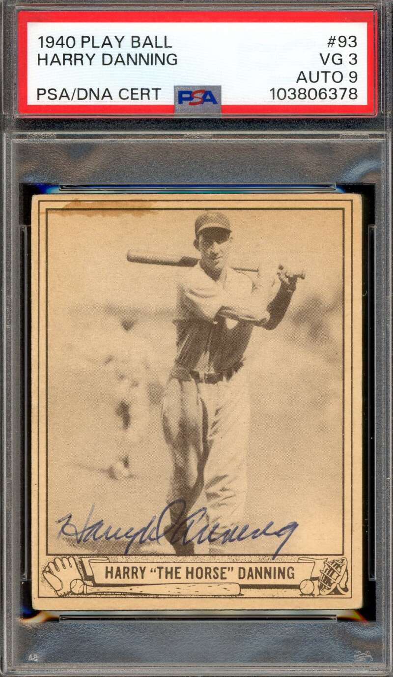 Harry Danning Mint 9 PSA DNA Signed 1940 Play Ball Autograph