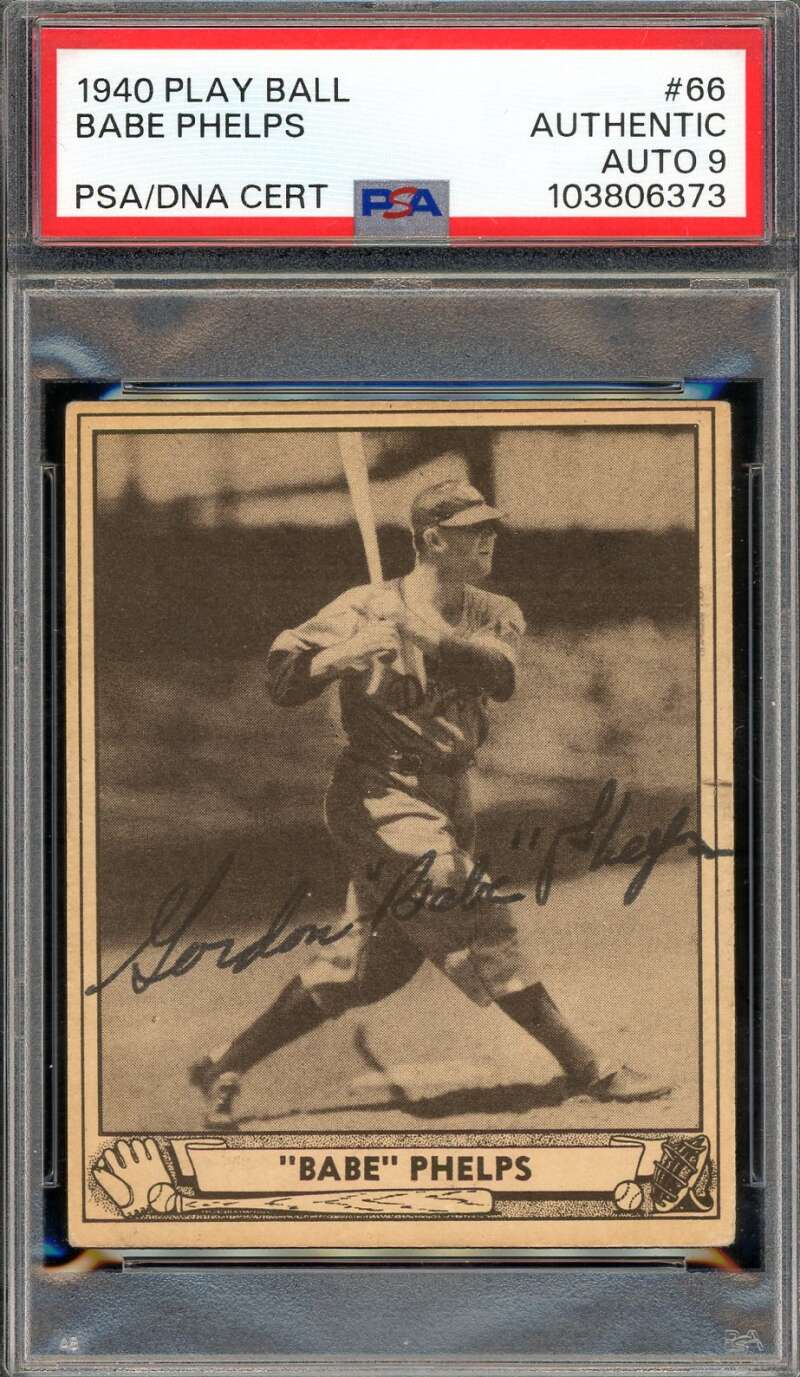 Babe Phelps Mint 9 PSA DNA Signed 1940 Play Ball Autograph