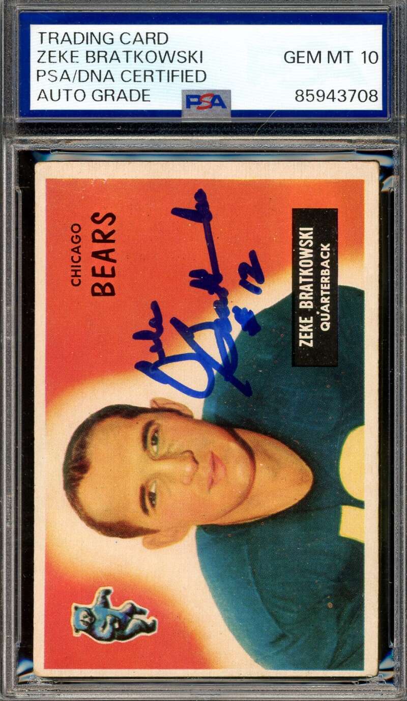 Zeke Bratkowski Gem Mint 10 PSA DNA Signed 1955 Bowman Autograph