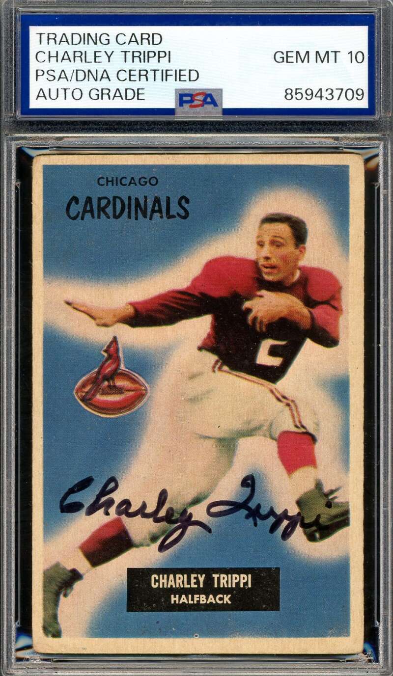 Charley Trippi Gem Mint 10 PSA DNA Signed 1955 Bowman Autograph