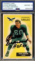 Chuck Bednarik Gem Mint 10 PSA DNA Signed 1955 Bowman Autograph
