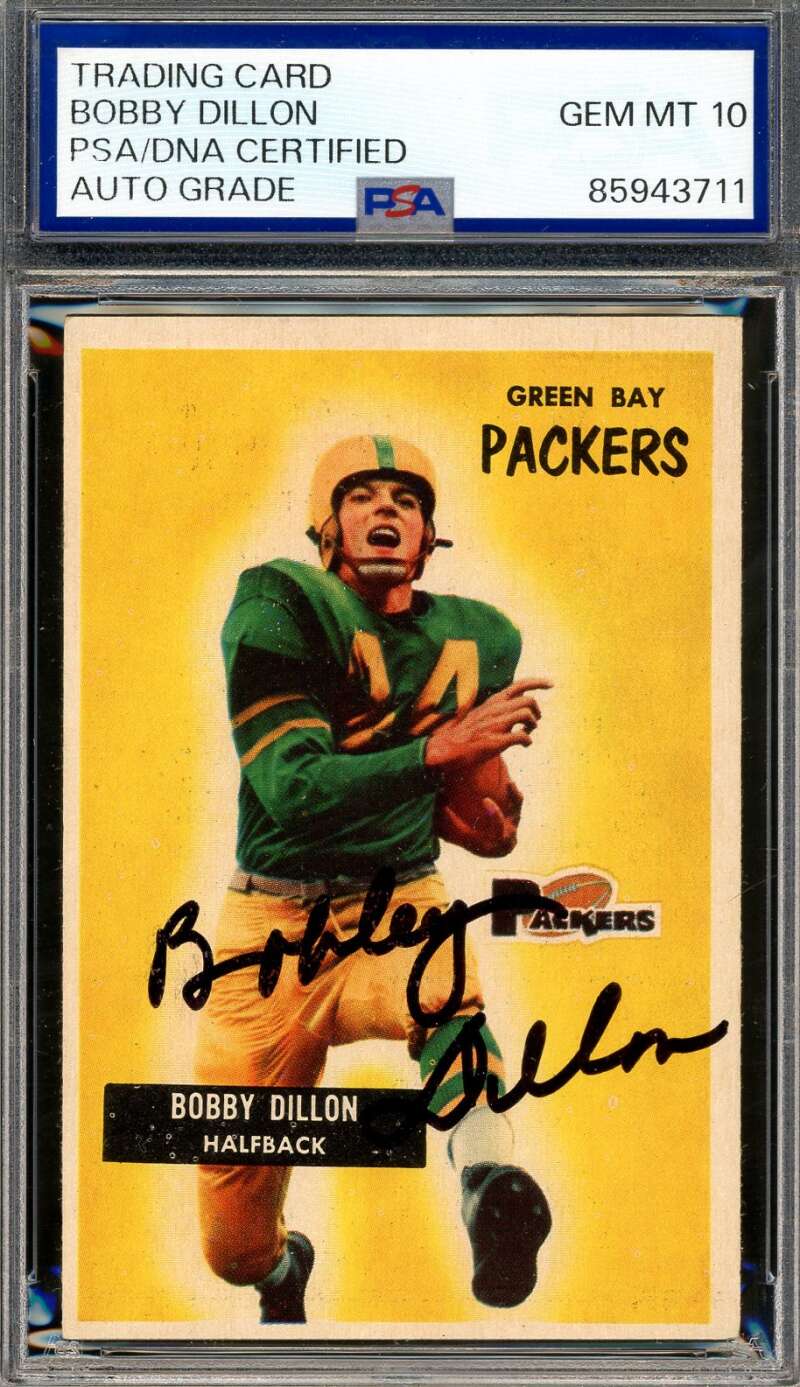Bobby Dillon Gem Mint 10 PSA DNA Signed 1955 Bowman Autograph