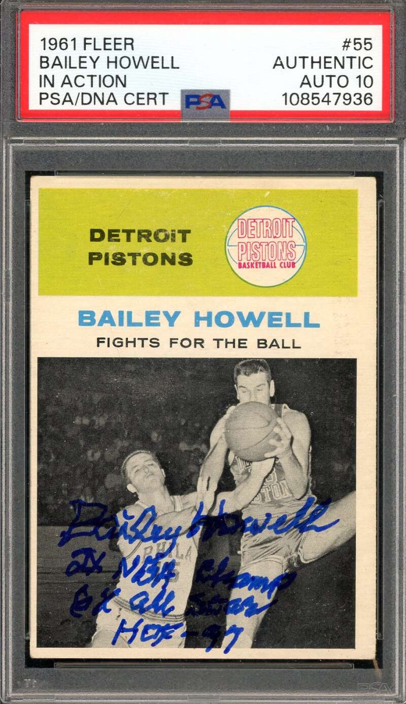 Bailey Howell Gem Mint 10 PSA DNA Signed 1961 Fleer Rookie Autograph