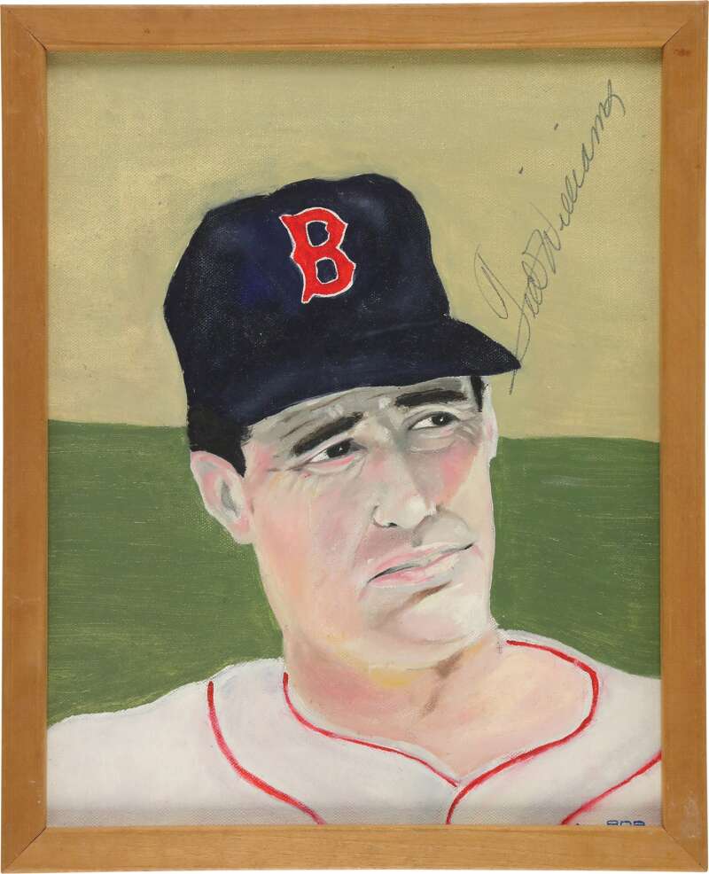 Ted Williams JSA Loa Signed 12X16 Original Art Painting  Autograph