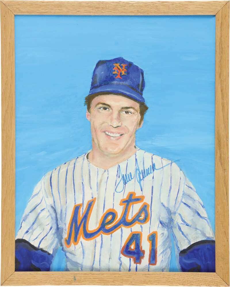 Tom Seaver JSA Loa Signed 12X16 Original Art Painting  Autographed