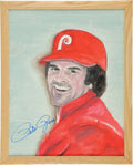 Pete Rose JSA Loa Signed 12X16 Original Art Painting  Autographed