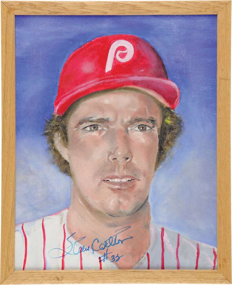 steve Carlton JSA Loa Signed 12X16 Original Art Painting  Autograph