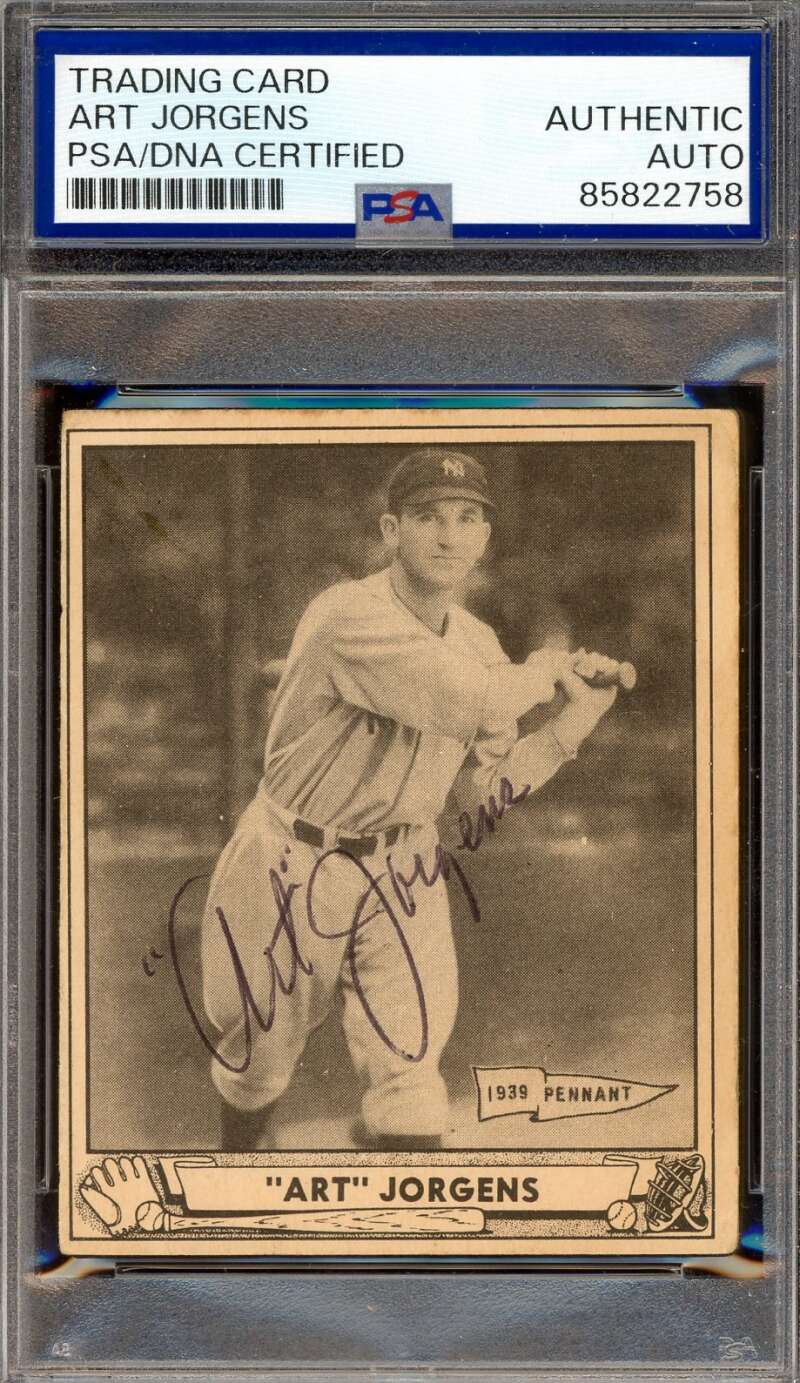 Art Jorgens PSA DNA Signed 1940 Play Ball Autograph