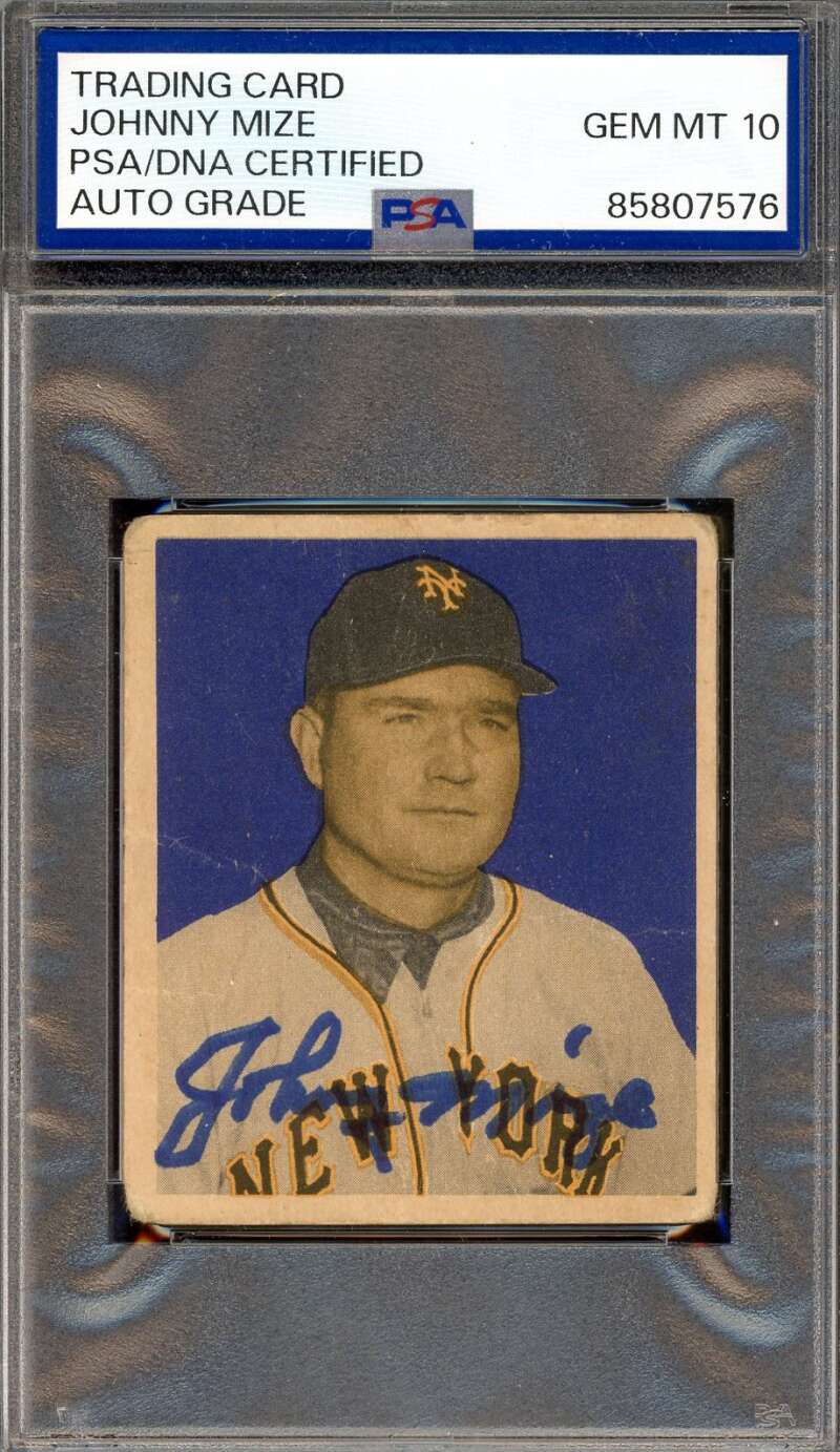 Johnny Mize Gem Mint 10 PSA DNA Signed 1949 Bowman Autograph