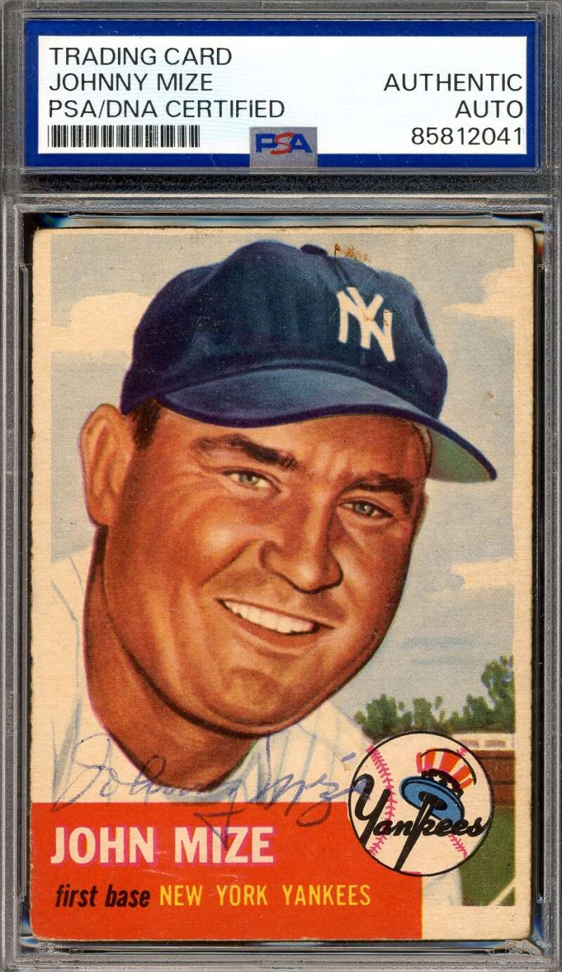 Johnny Mize PSA DNA Signed 1953 Topps Autograph Yankees
