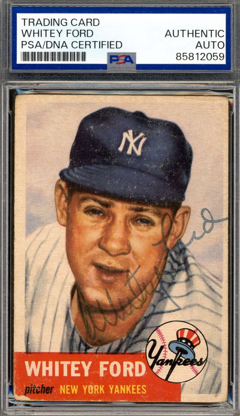 Whitey Ford PSA DNA Signed Twice 1953 Topps Autograph Yankees
