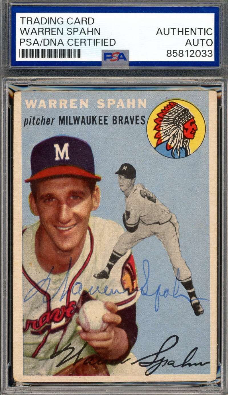 Warren Spahn PSA DNA Vintage Signed 1954 Topps Autograph