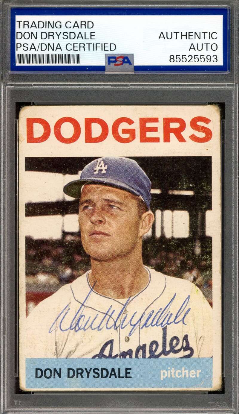 Don Drysdale PSA DNA Vintage Signed 1964 Topps Autograph Dodgers