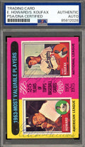 Elston Howard Sandy Koufax PSA DNA Signed 1975 Topps 1963 MVP Autograph