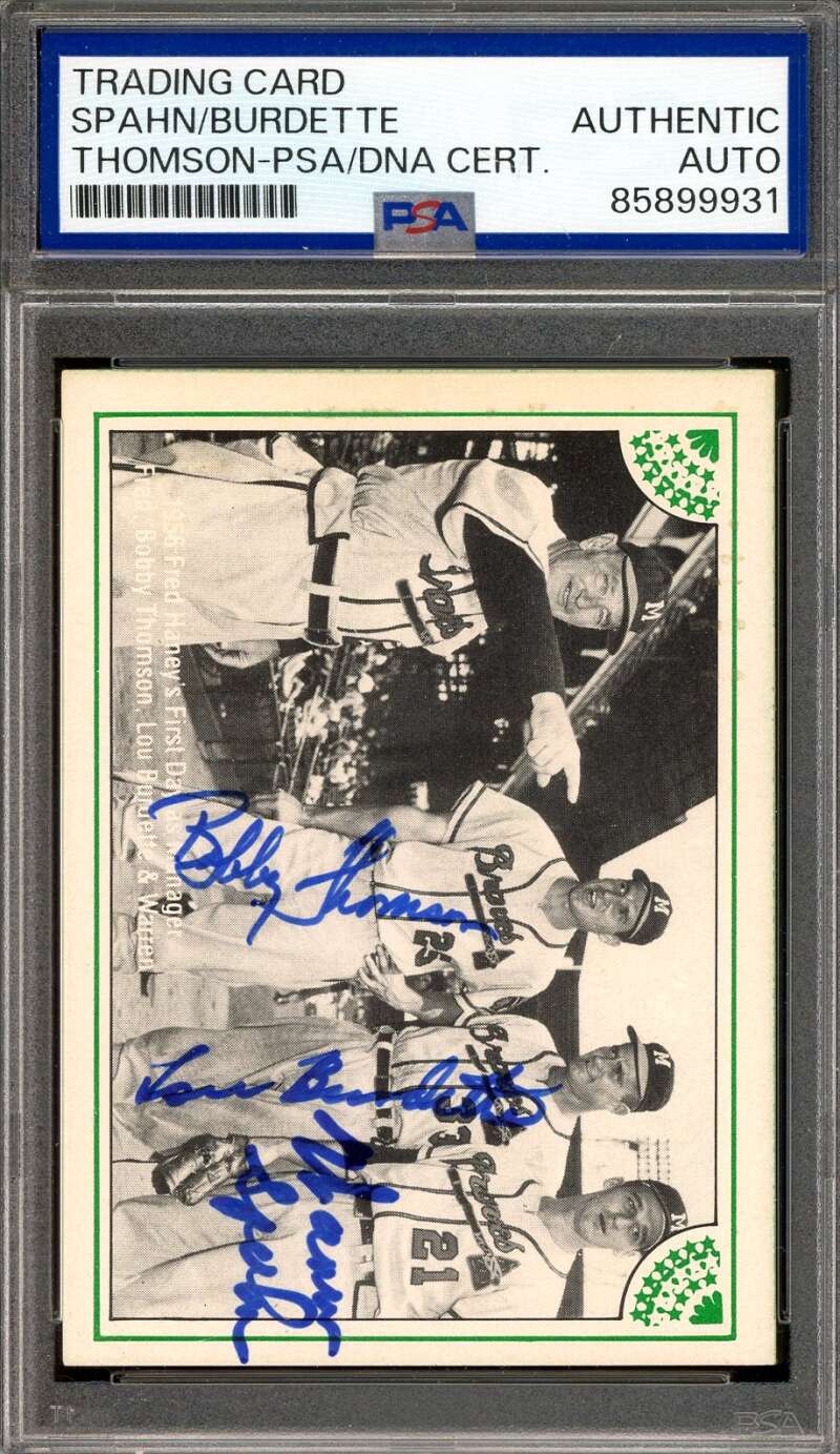 Spahn Burdette Thomson PSA DNA Signed 1983 ASA Spahn Story Autograph