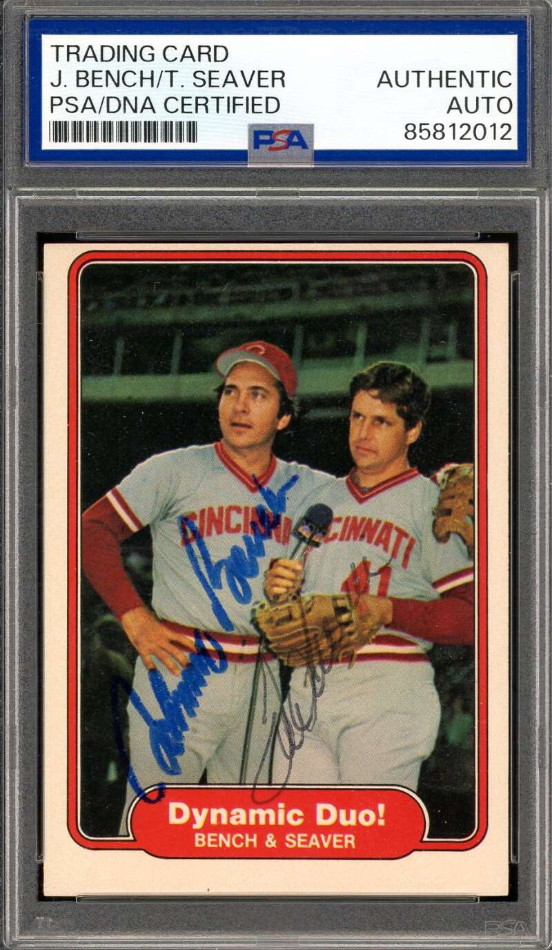 Johnny Bench Tom Seaver PSA DNA Signed 1982 Fleer Dynamic Duo Autograph