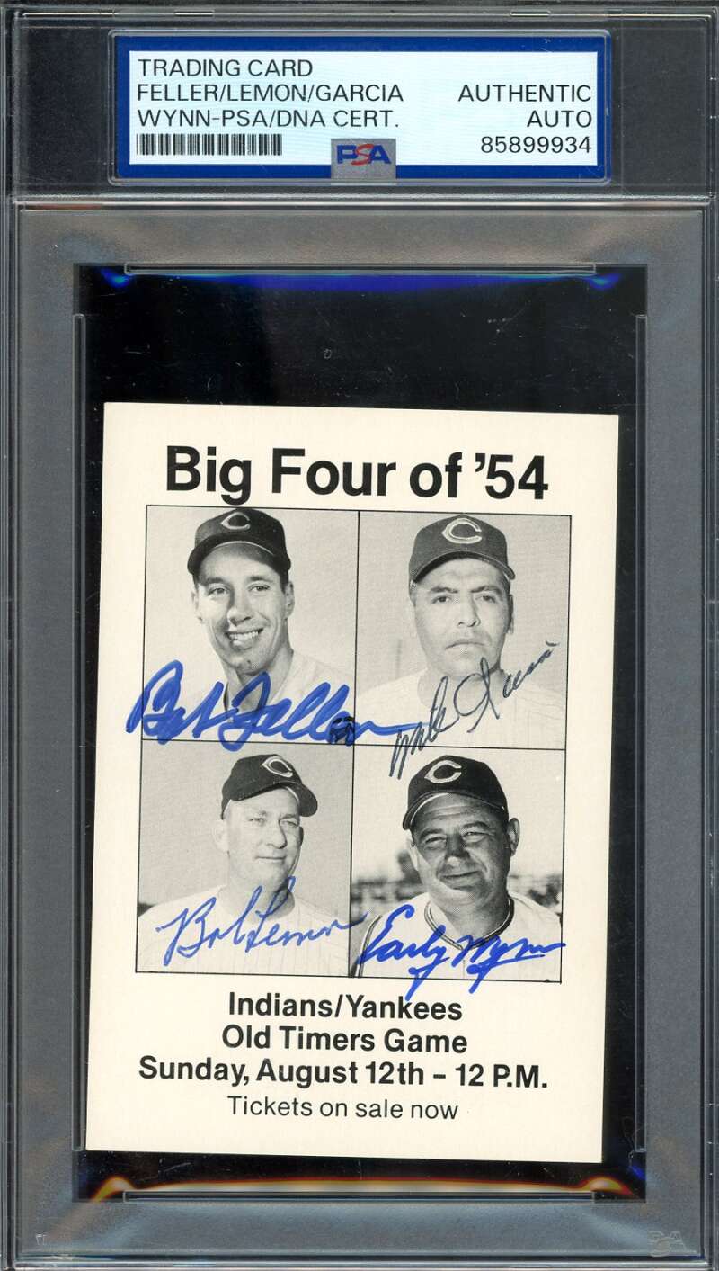 Feller Lemon Garcia Wynn PSA DNA Signed Rare Ohio Card Show Promo Autograph
