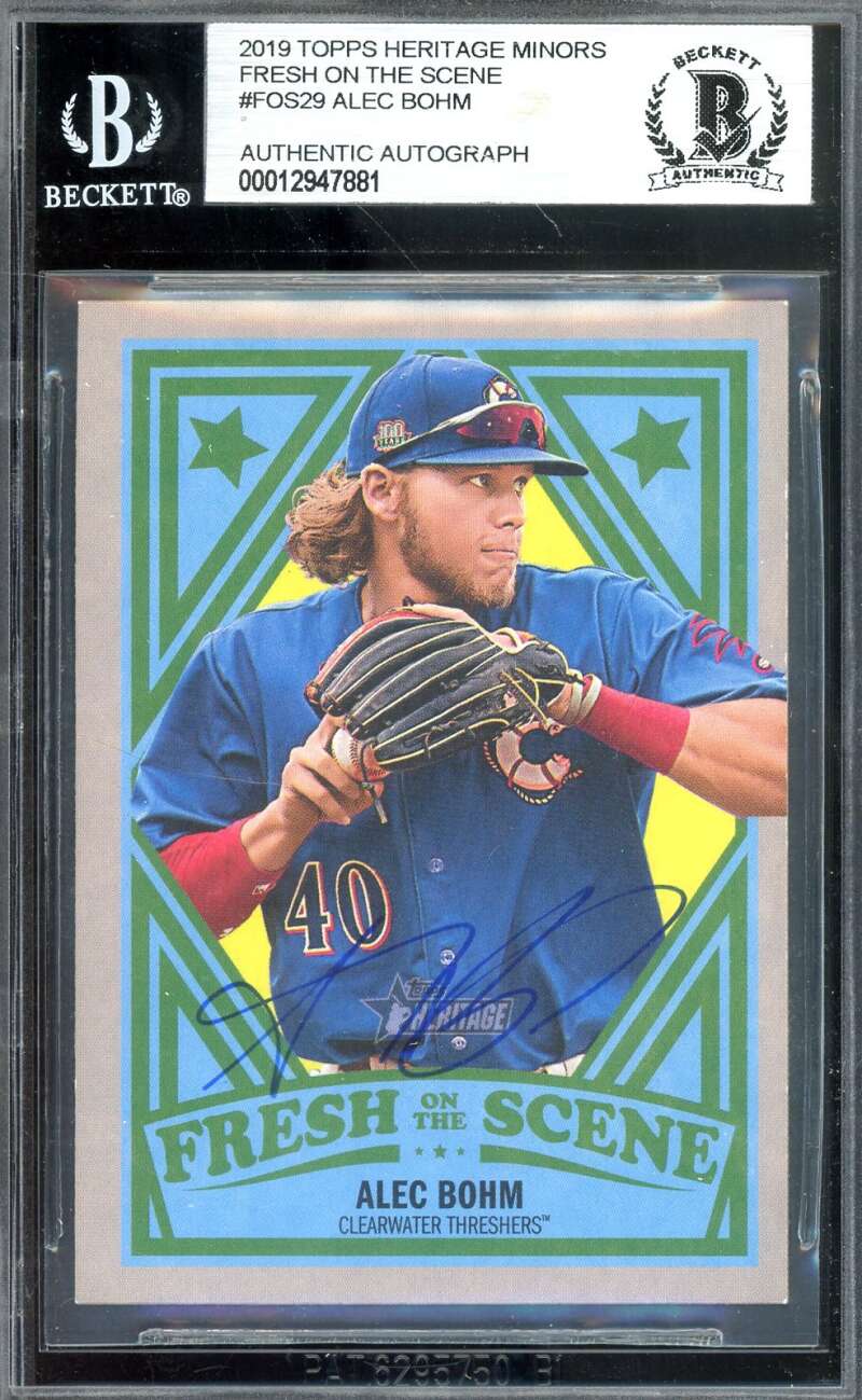 Alec Bohm Beckett BAS Signed 2019 Topps Heritage Fresh On The Scene Rookie Autograph