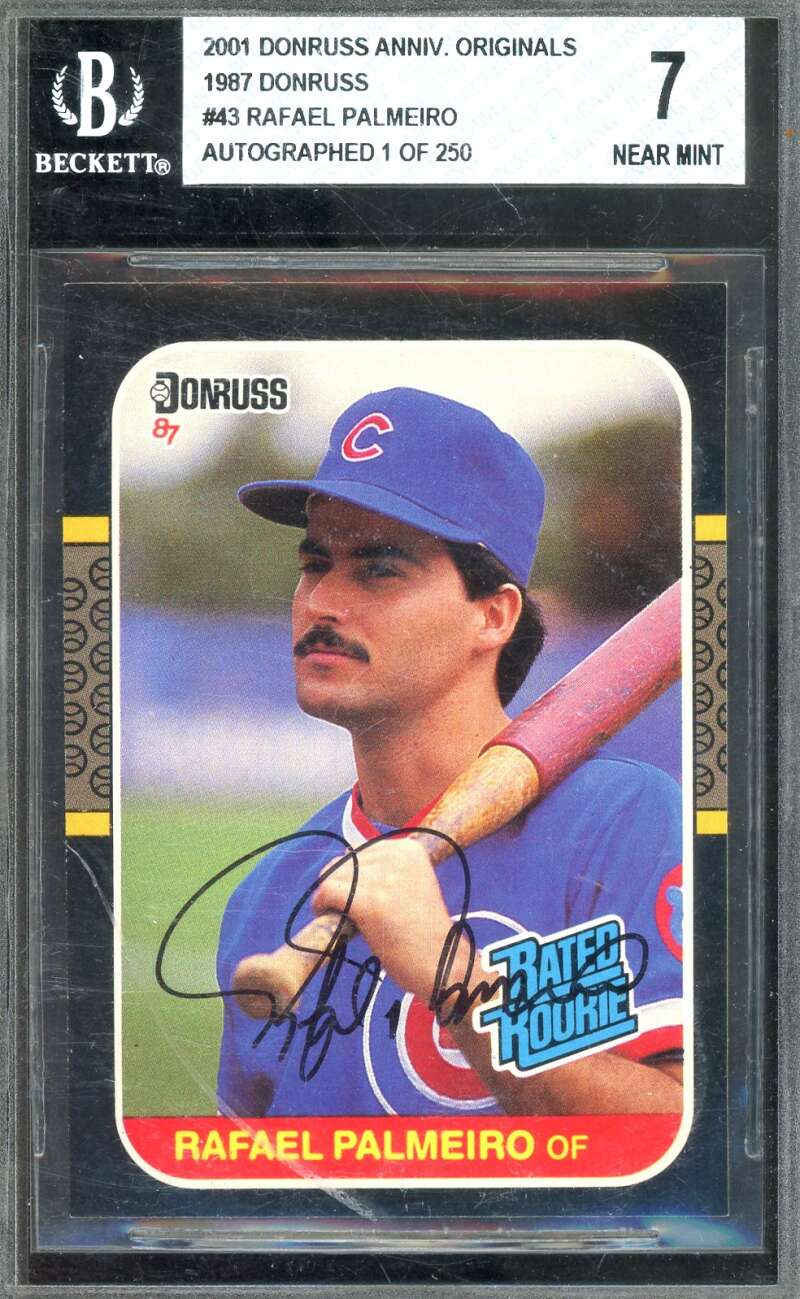 Rafael Palmeiro Beckett BAS Signed 2001 Donruss 1987 Rookie Anniv Autograph