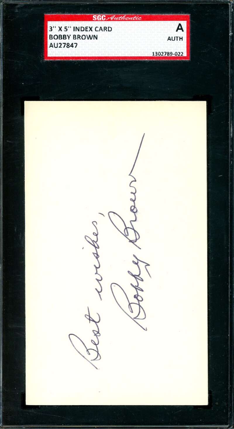 Bobby Brown SGC Coa Signed 3x5 Index Card Autograph