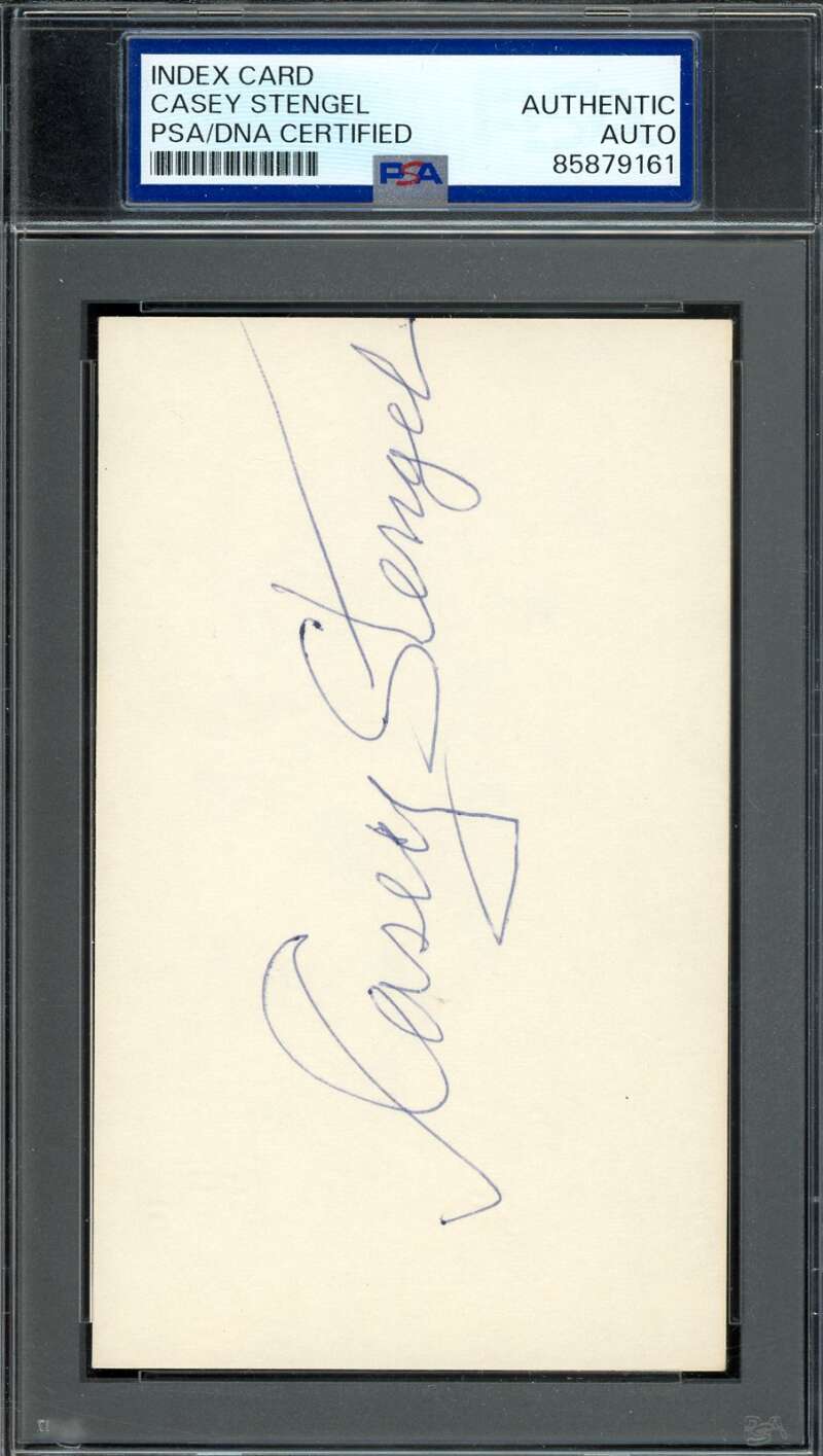 Casey Stengel PSA DNA Signed 3x5 Index Card Yankees Autograph