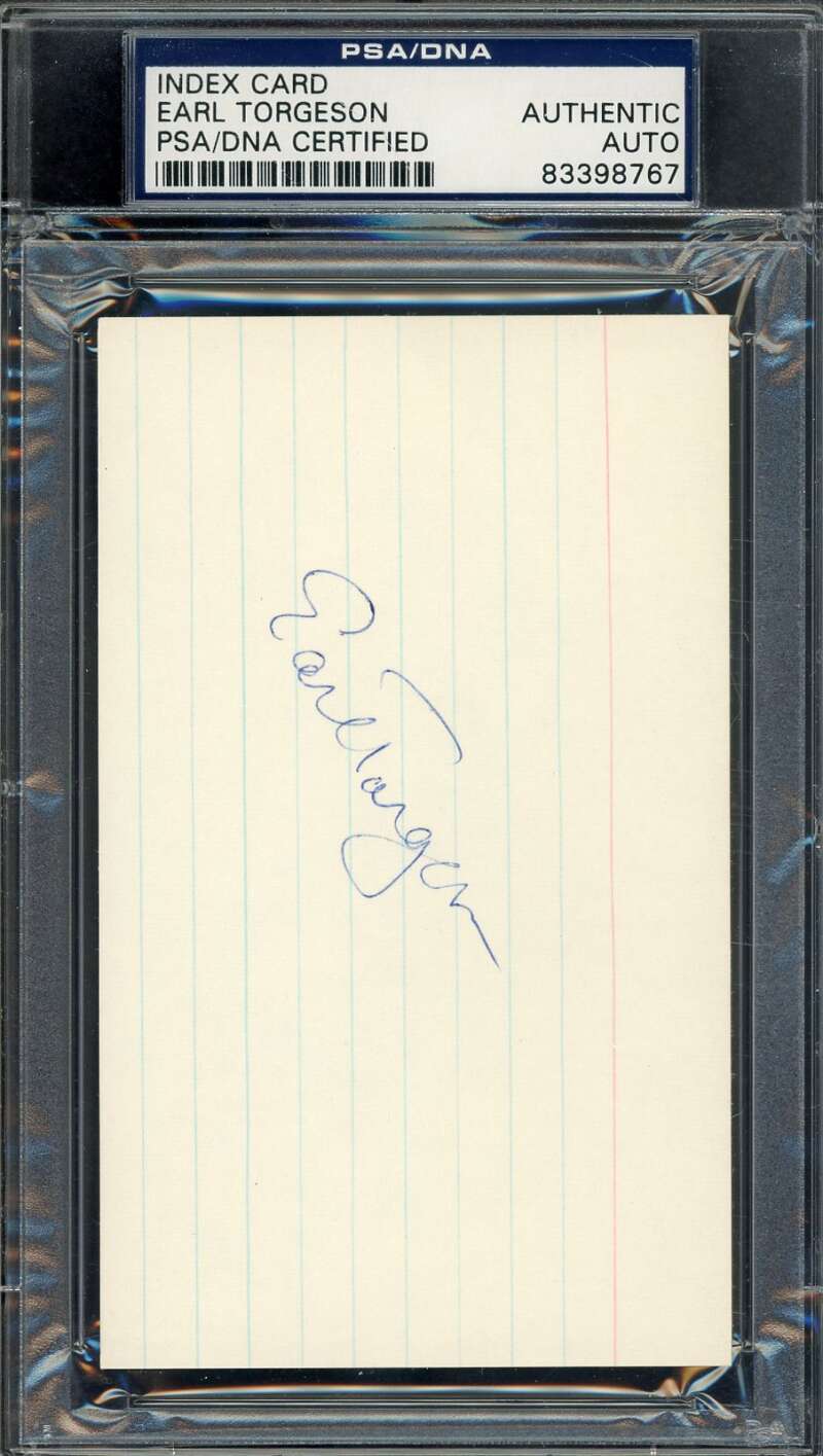 Earl Torgeson PSA DNA Signed 3x5 Index Card Autograph