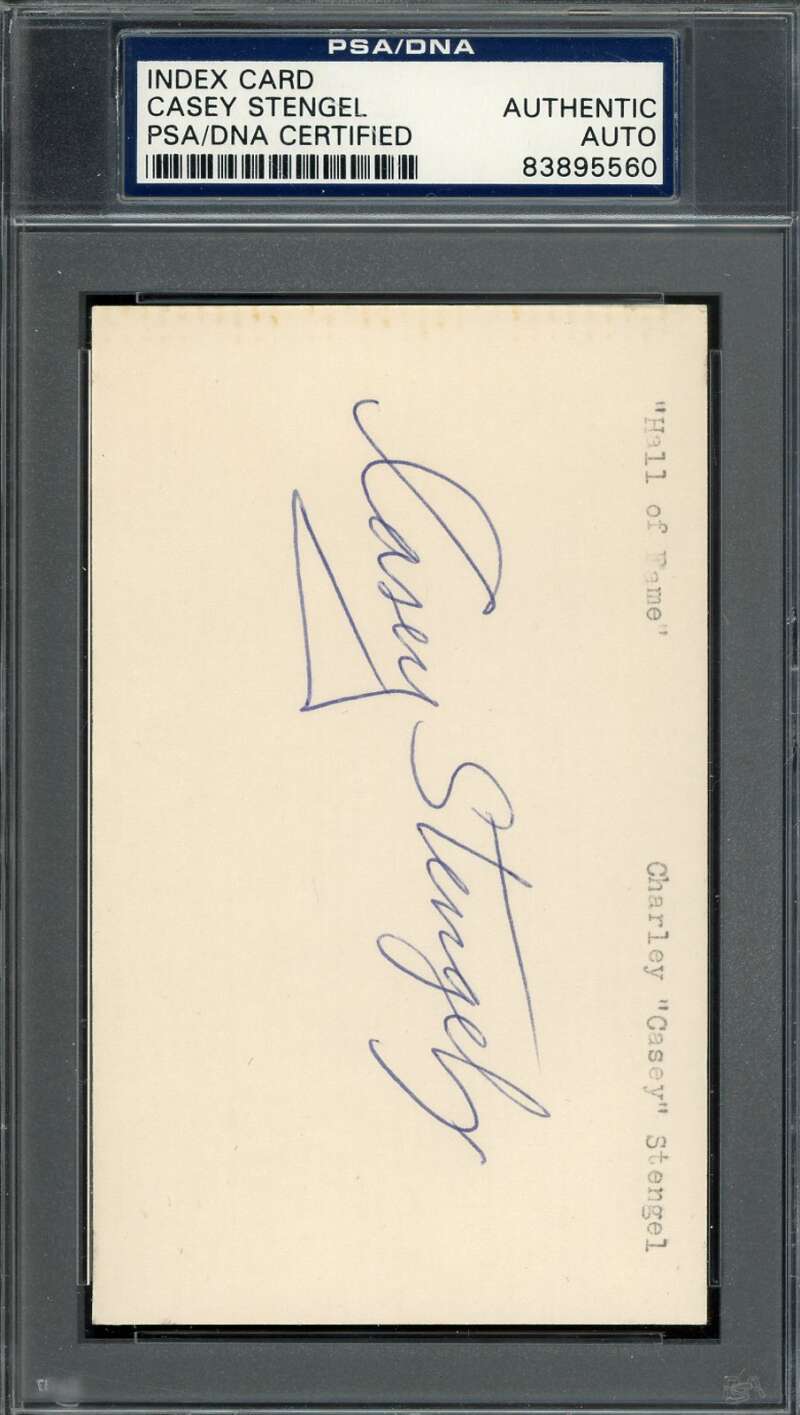 Casey Stengel PSA DNA Autograph 3x5 Index Card Yankees Signed