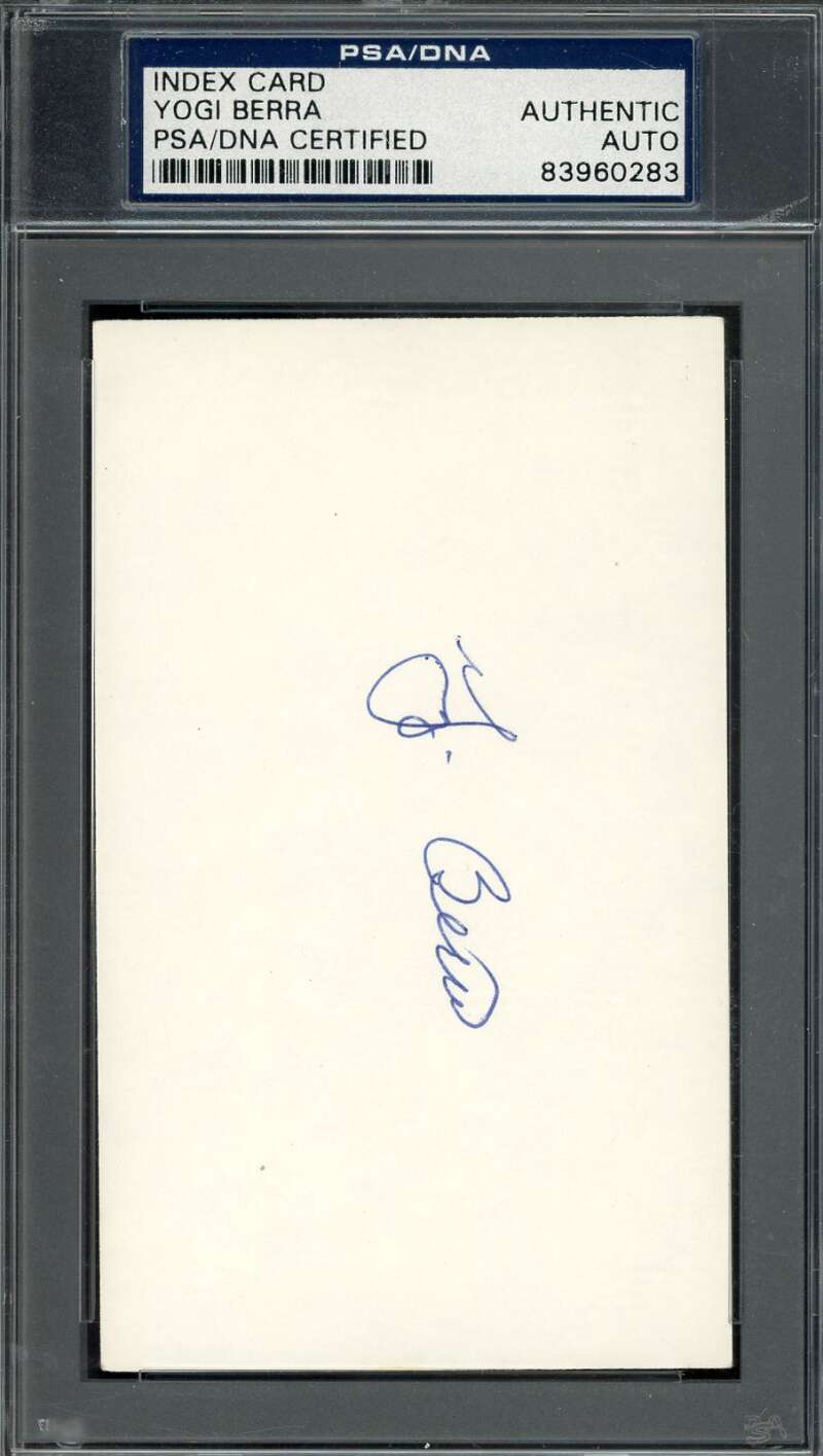 Yogi Berra PSA DNA Signed 3x5 Index Card Autograph