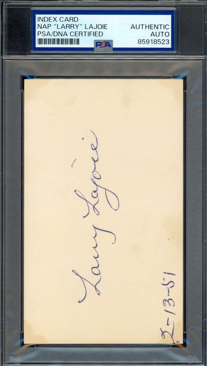 Nap Larry Lajoie PSA DNA Signed 3x5 Index Card HIgh End Autograph