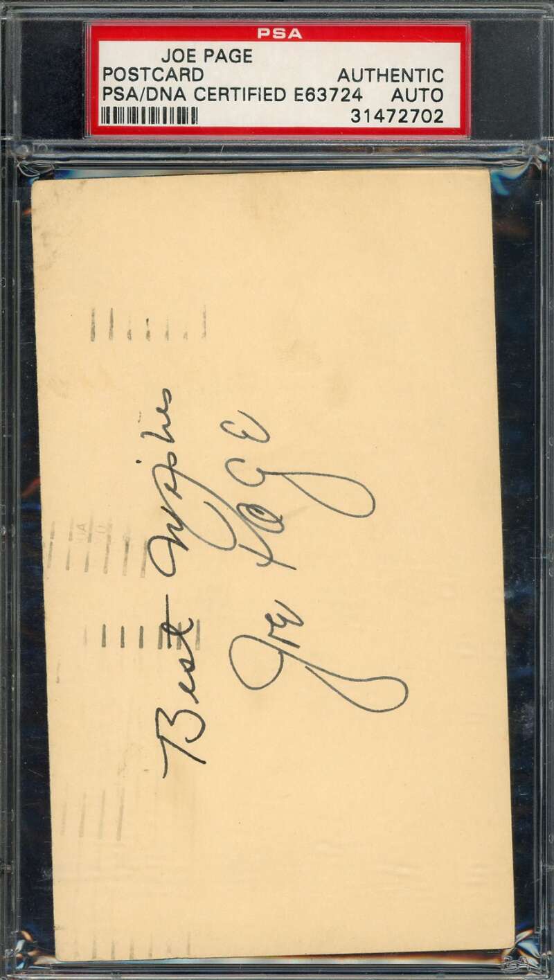 Joe Page PSA DNA Signed 1950 Government Postcard GPC Autograph