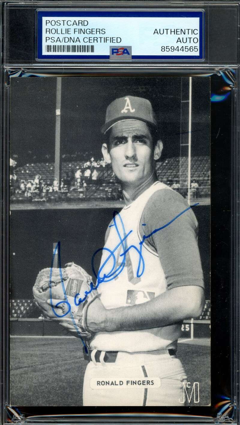 Rollie Fingers PSA DNA Early  Signed McCarthy Photo Postcard Autograph