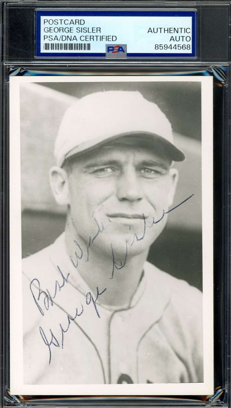 George Sisler PSA DNA JSA Signed Photo Postcard Autograph
