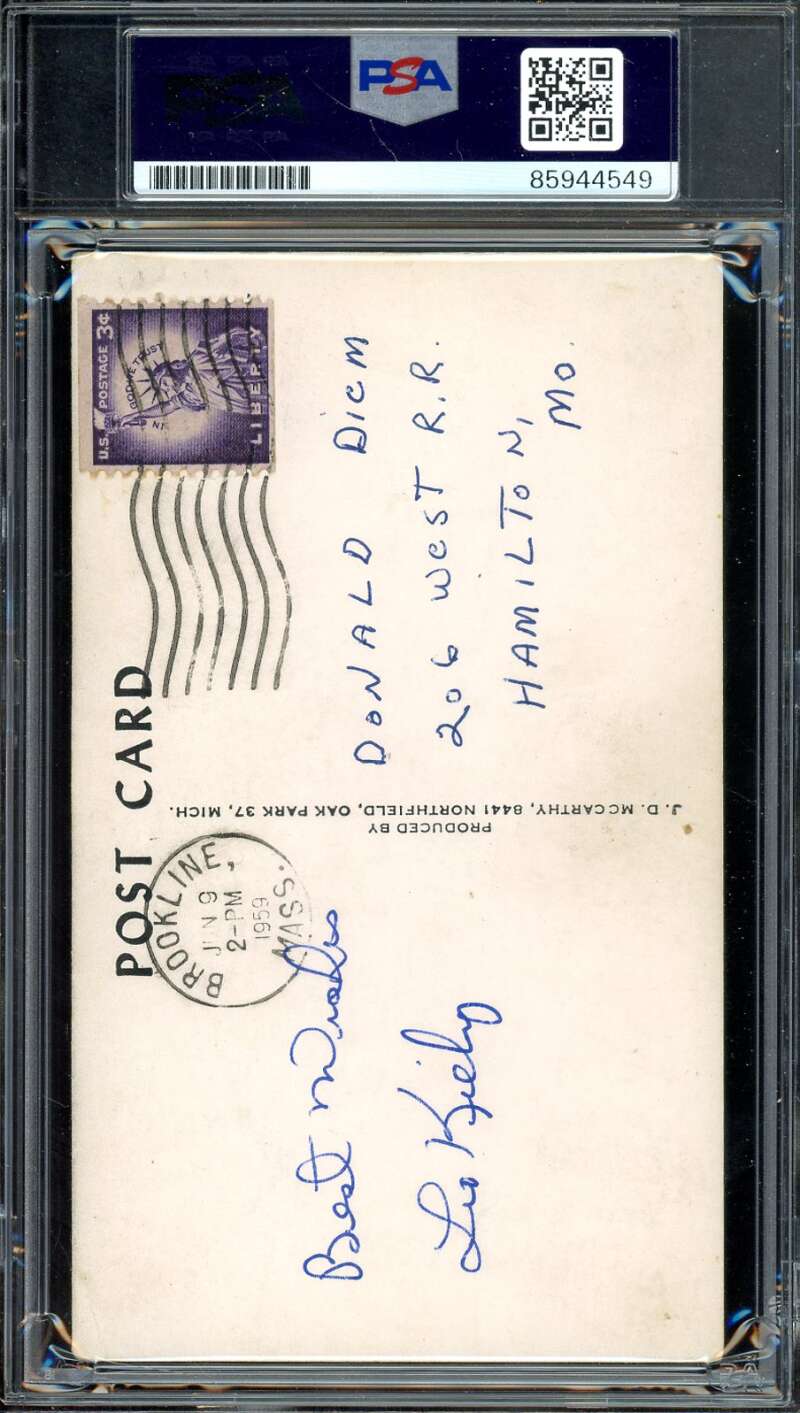 Leo Kiely PSA DNA Signed Photo Postcard 1959 Postmark Autograph