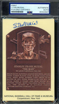 Stan Musial PSA DNA Signed Gold Hall of Fame Plaque Postcard Autograph