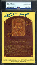 Willie Mays PSA DNA Signed Gold Hall of Fame Plaque Postcard Autograph