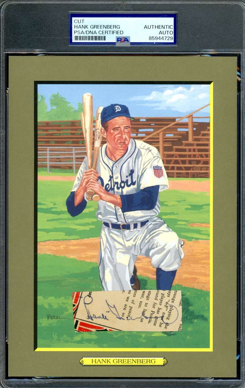 Hank Greenberg PSA DNA 1930`s Signed Perez Steele Great Moments Cut Autograph