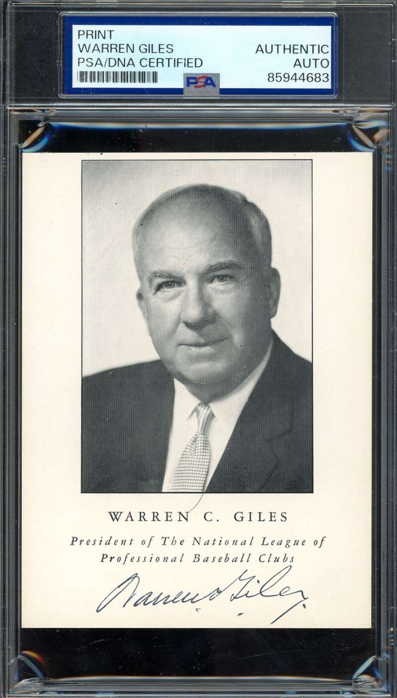 Warren Giles PSA DNA Signed 4x5 Photo Autograph