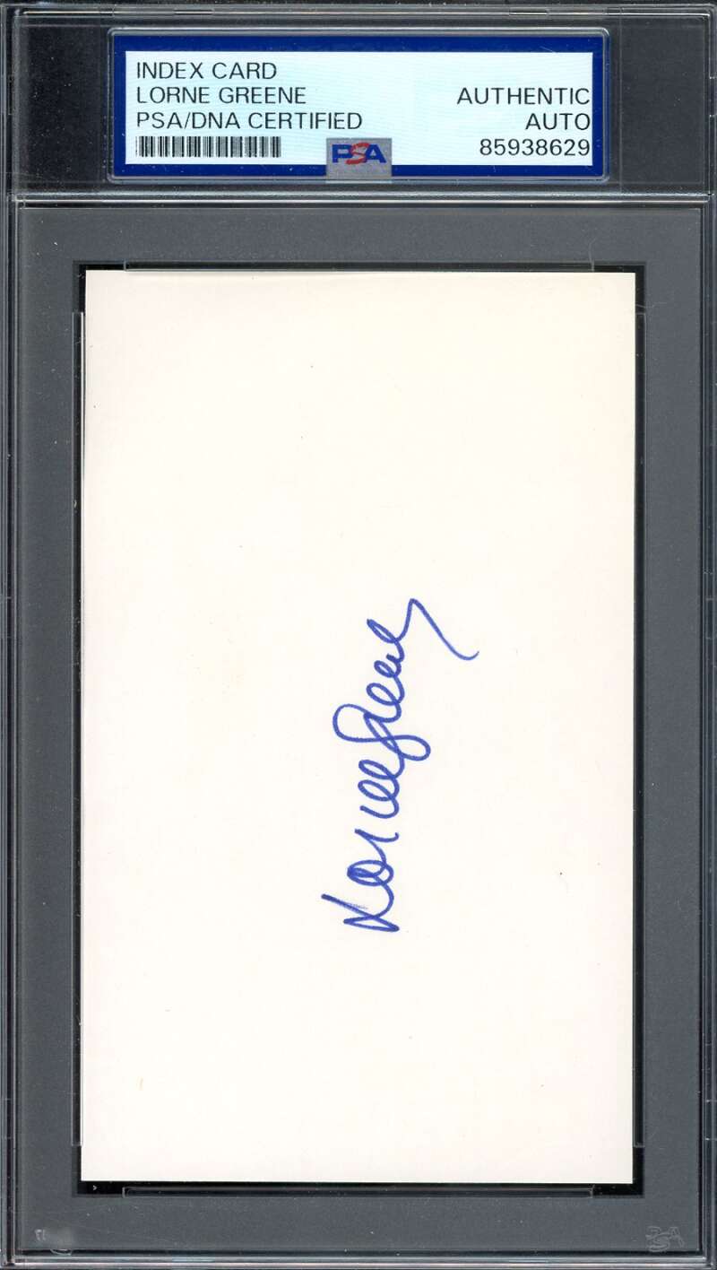 Lorne Greene PSA DNA Signed 3x5 Index Card Autograph