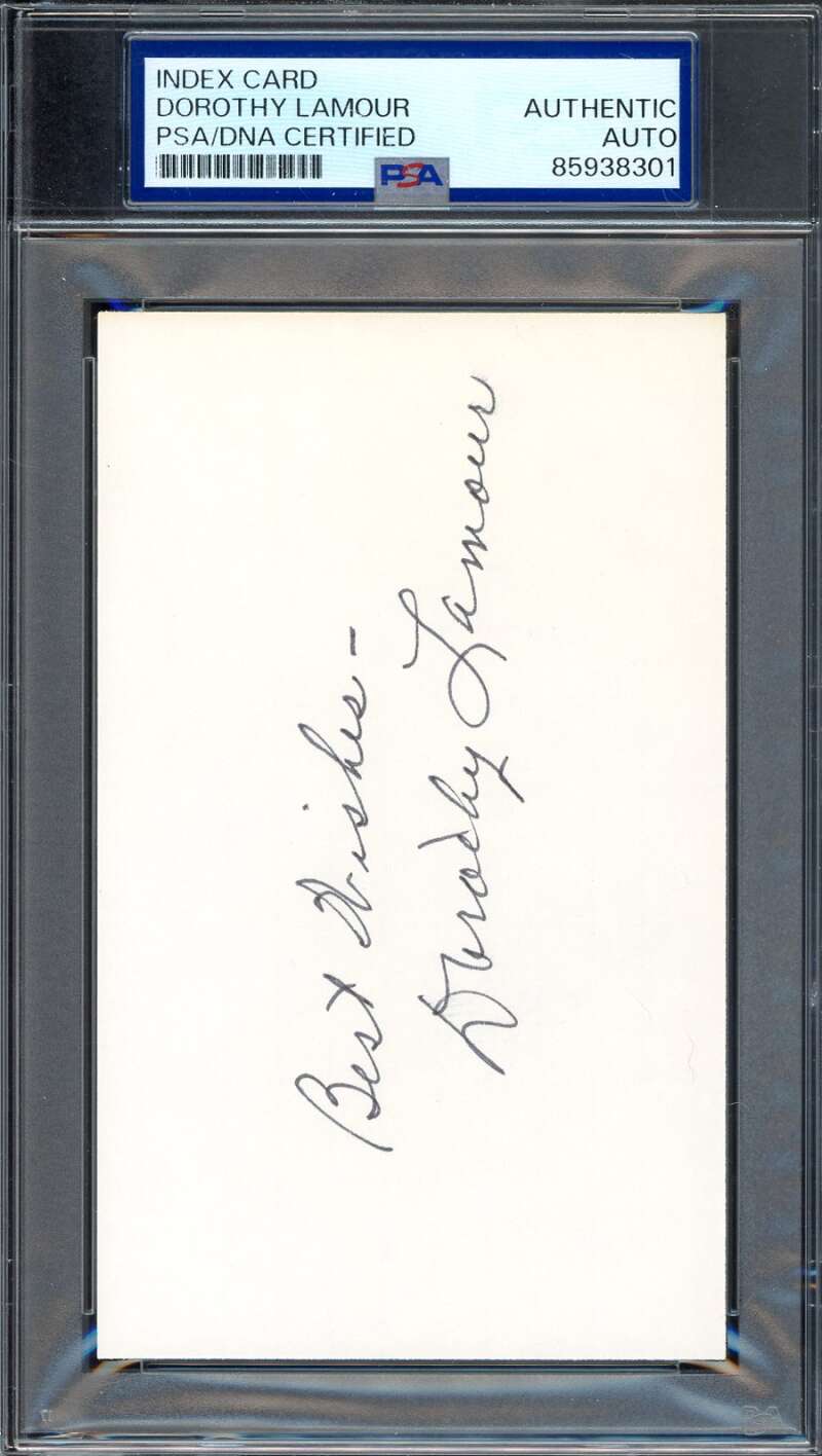 Dorothy Lamour PSA DNA Signed 3x5 Index Card Autograph