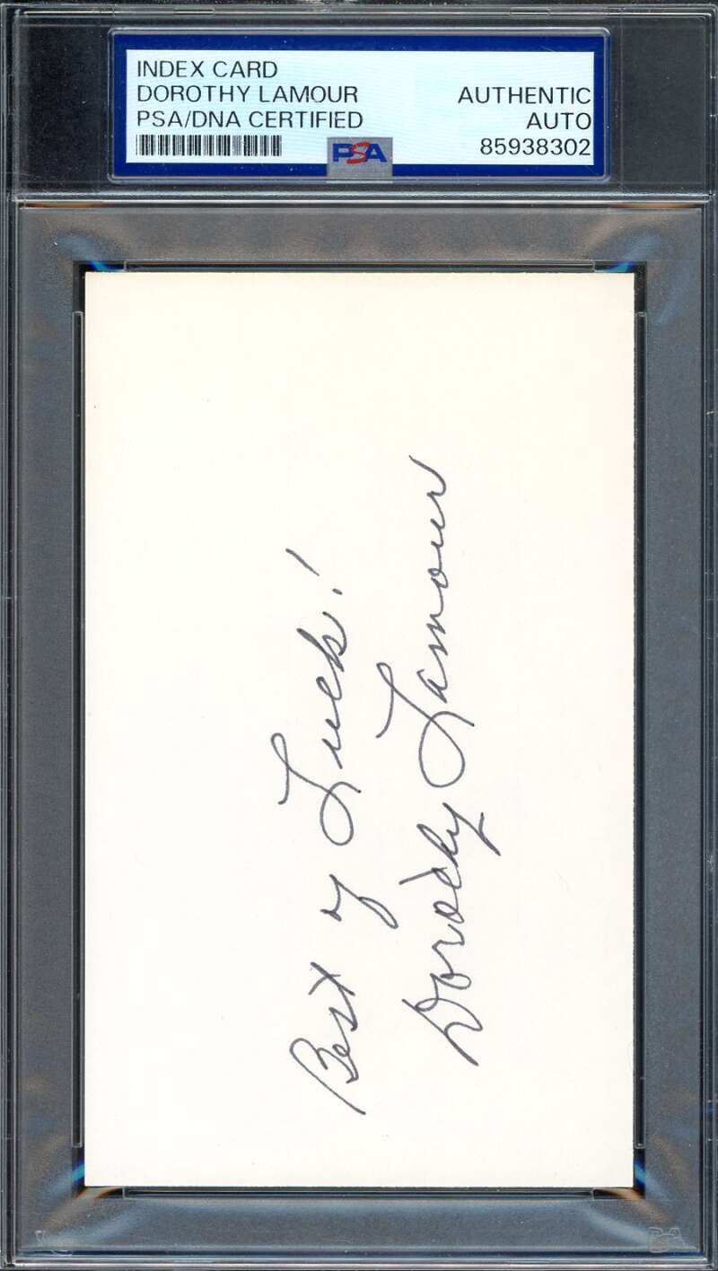 Dorothy Lamour PSA DNA Signed 3x5 Index Card Autographed