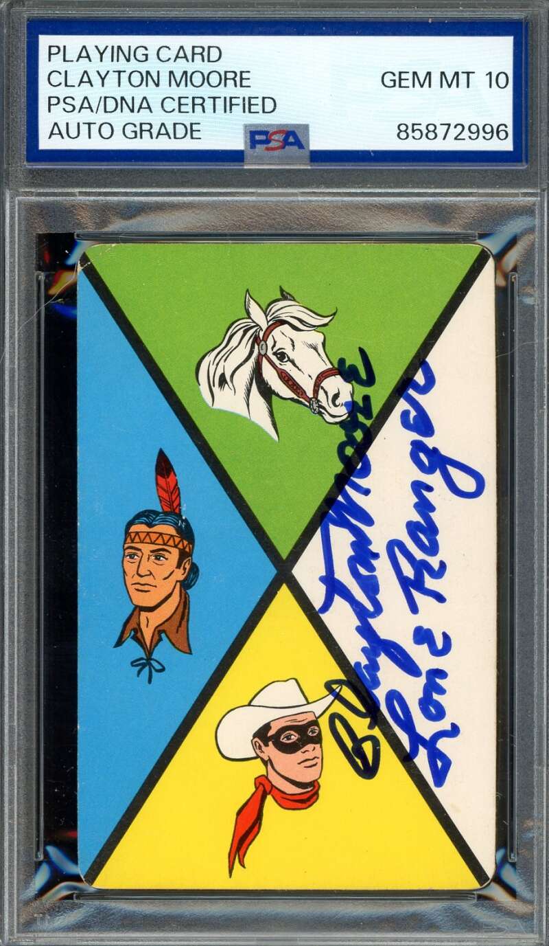 Clayton Moore Gem Mint 10 PSA DNA Signed 1971 Lone Ranger Playing Card Autograph