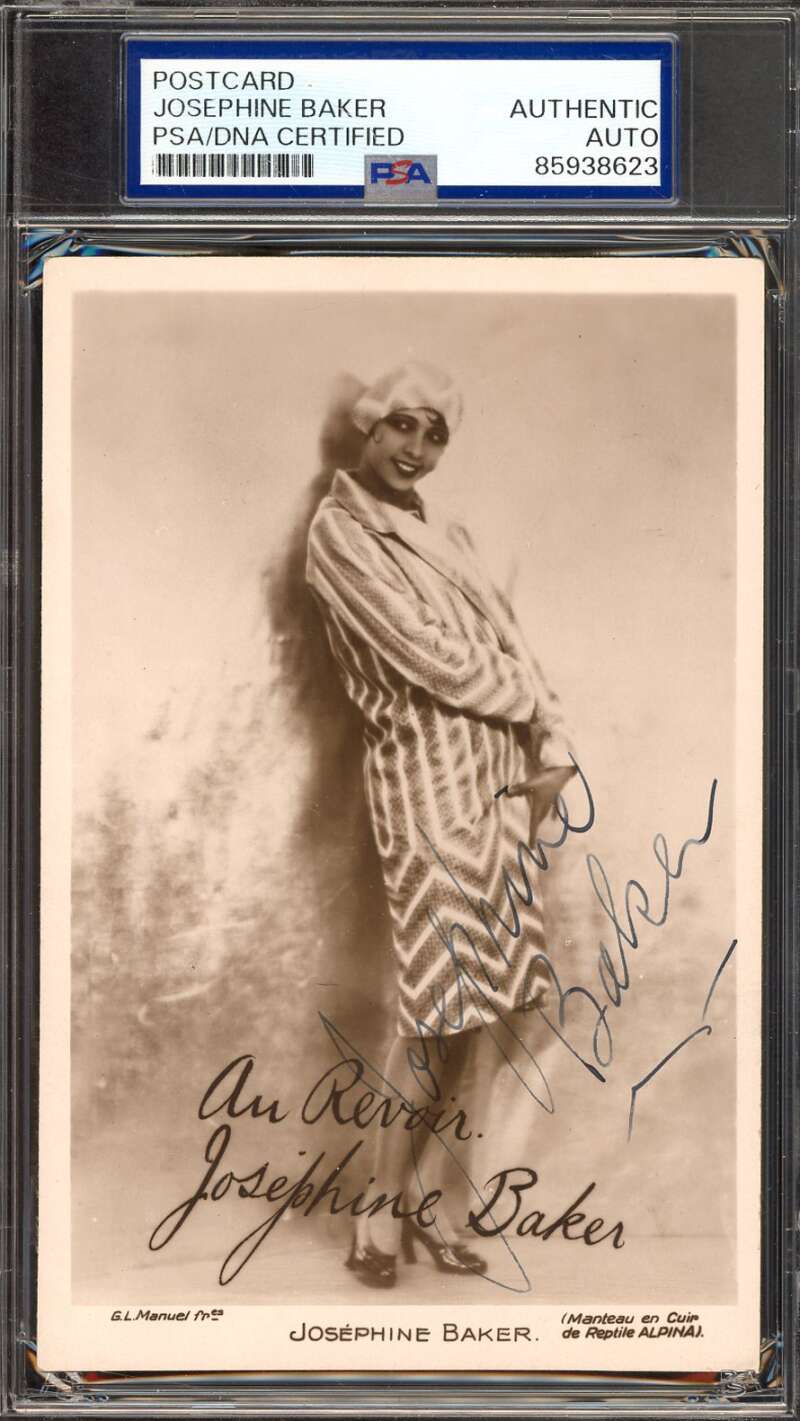 Josephine Baker PSA DNA Signed 4x6 Photo Postcard Autograph